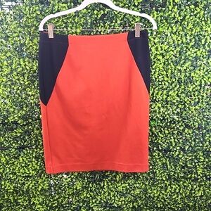Thalian Orange and Black Zip Up Pencil Skirt Size 6